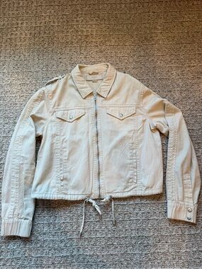 Blank NYC Cream Zip-Front Jean Jacket